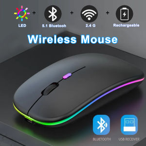 Rechargeable Bluetooth 5.1 Wireless Mouse with 2.4GHz USB RGB 1600DPI Mouse For MacBook Tablet Computer Laptop PC Mice - Lazada