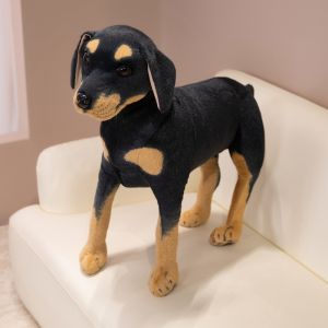 Rottweiler Simulated 3d Simulation Standing Black Dog Plush Stuffed Doberman Animal Super Realistic kid Christmas Halloween Gift