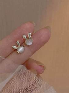 Outlets Outlets Withdraw from Cupboard Big Sale Leak-Picking Small Opal Rabbit Ear Studs Outlets Female Earrings