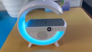 Speaker Bluetooth LED 10W Ambient Light Lampu Meja Multifungsi Wireless Charger