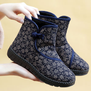 Giày Bốt Da Mùa Đông Dày Dặn Có Ren Đế Dày Chống Trượt Ấm Áp Mùa Đông Phong Cách Cổ Điển Đông Nam Á Lót Lông Cừu