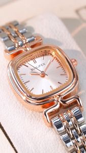 Sunlifex Jam Tangan Wanita kasual Anggun Mode Persegi Dial Tali Paduan Jam Tangan Cewek Original