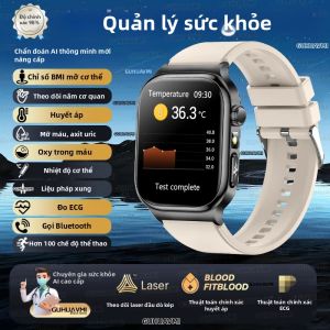 GUHUAVMI | Đồng Hồ Thông Minh Theo Dõi Sức Khỏe Nâng Cấp Mới Đo Điện Tâm Đồ (ECG) Theo Dõi Thể Dục Chống Nước IP68 Đo Huyết Áp Đo Mỡ Cơ Thể Theo Dõi Giấc Ngủ Tương Thích Với Android & iOS