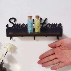 Creative and Simple Wooden Letter SWEET HOME Key Hook Coat Hook Nail-free Storage Hanger Wall Pendant