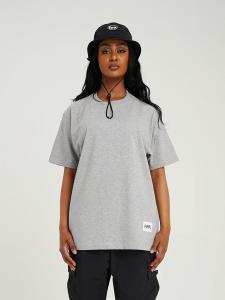 SLATT Retro American 230g Black White Grey Basic Three-color Short Sleeve round Neck Tube T-shirt Pure Cotton Solid Color
