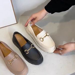 Fashion รองเท้าแพลตฟอร์มใหม่สไตล์ญี่ปุ่น รองเท้าวิลเทจ รองเท้าสไตล์อังกฤษ วิวัฒนา หมอน กางเกง