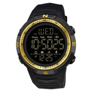 SANDA Fashion Mens LCD Digital Casual Date and Week Alarm Waterproof Sport Silicone Strap Military Electronic Watch