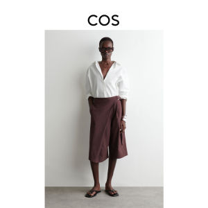 กางเกงขายาวทรงหลวมลำลองผ้าฝ้ายสำหรับฤดูร้อนปี 2025 กางเกงขายาวผู้หญิงใหม่จาก COS ทรงเข้ารูป ผูกเชือก ทรงเข้ารูป เส้นใยไตรอะซิเตท