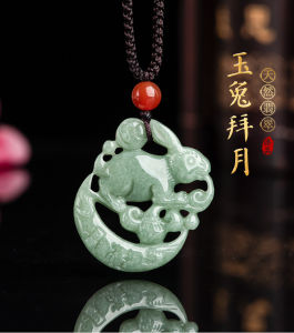 翡翠兔子生肖兔吊坠冰种玉兔玉石男女款挂件挂饰礼品 Ethan011 Natural Burma A grade goods jadeite rabbit zodiac pendant to attract wealth icy jade mens necklace womens pendant jade pendant DW32