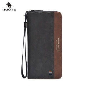 AUOTE Fashion Mens Wallet Long Wallet Soft PU Wallet Multi-Functional Wallet Retro Pattern Large Capacity Purse Multi-Card Position ID Credit Cards Holders Phone Bag Business Wallets Long Zipper Wallet