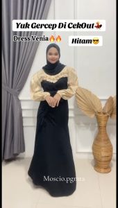 Dress Venia Shimmer Knit Duyung Fashion Style Wanita Kekinian Dress Kondangan Mewah Terbaru Bisa COD