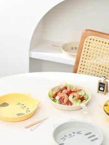 WORTHBUY | Đĩa Nhựa Họa Tiết Mèo Dễ Thương Có Thể Tái Sử Dụng Dùng Đựng Đồ Ăn Nhẹ Tráng Miệng An Toàn Với Lò Vi Sóng Và Máy Rửa Chén Đồ Dùng Nhà Bếp Dùng Cho Thức Ăn Và Đồ Ăn Vặt