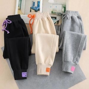Little DR Long Pants for Kids Girls Cotton Teenage Sports Trousers Korean 14 Years Cargo Black Running Joggers Spring Teens Thin Bottom 2024 INS Children Baby Pant seluar budak perempuan