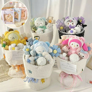 Kawaii Plush Doll Bouquet Sanrio Kuromi Cinnamoroll MyMelody Pompompurin Valentine Hadiah Kelulusan Anime Gadis Lucu Mainan Ulang Tahun