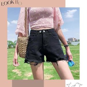 สำหรับสาวๆตัวเล็ก กางเกงยีนส์ขาสั้นเอวสูง งานสวยสไตล์มินิมอลแบบสุดๆ ด่วนสินค้ามีจำกัด