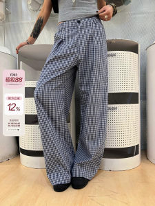 กางเกงขายาวลายสก็อตสไตล์อเมริกันย้อนยุค F383 2025 กางเกงขายาวทรงหลวมๆ สบายๆ สำหรับผู้หญิง