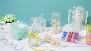 UMI Kotak Hantaran Perkahwinan Murah Jernih Hidden Transparent PVC Waterproof Folding Carton Cube Clear Candy Cake Box