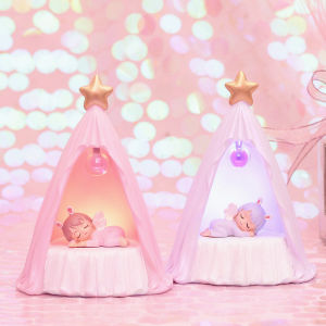 [Hàng sẵn] Đèn ngủ hình Annie ngủ lều - Có 2 màu lựa chọn đèn LED DECOR dễ thương