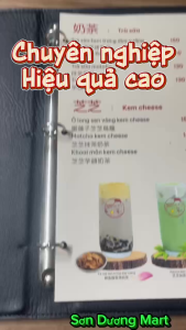 Bìa menu da Khổ A4 gáy còng màu đen cho nhà hàng quán khách sạn doanh nghiệp
