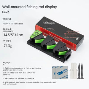 Wall mounted and 3M adhesive fishing rod rack vertical fishing rod display rack with 3 holes for splicing fishing gear