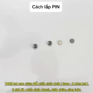 Combo 3 cái Chip LED nam châm 9mm màu ĐỎ 3 chế độ : nhấp nháy nhanhchậmsáng luôn- sử dụng cho tượng nhỏ mô hình *đã kèm pin và nam châm*