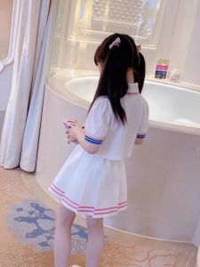 Bộ Đồ Thể Thao Mùa Hè Cho Bé Gái Hai Mảnh Váy Xếp Ly Tay Ngắn Thời Trang Trẻ Em Mặc Thường Ngày Chất Liệu Cotton Pha Trộn