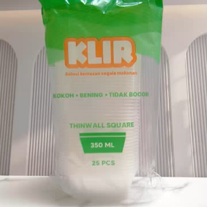 Thinwall KLIR Square 350ml / Food Container Food Grade / Kotak Makan Plastik Salad Buah Pudding 25 pcs