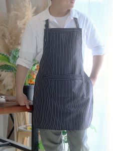 เสื้อกันเปื้อนแบบมีสายคล้องคอ ป้องกันน้ำ ป้องกันการเปื้อน ลายทาง สำหรับทั้งชายและหญิง ใช้ในครัว อบ ปิ้งย่าง ทนทานต่อการสึกหรอ