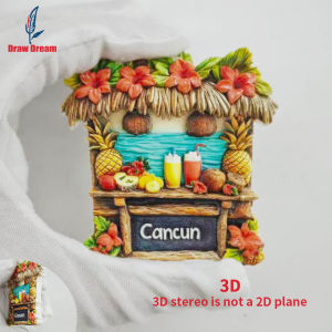 1Pc Cancun Creative 3D Embossed Refrigerator Magnet World Travel Souvenir Collection Suitable for Home and Office Decoration Personalized Exclusive Travel Souvenir Magnetic Refrigerator Magnet Home Decoration Kitchen Room Office Cabinet Crafts G...