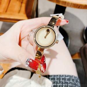 ĐỒNG HỒ NỮ CHÍNH HÃNG MOVADO 3680021 EDGE Quartz Gold Dial & Stainless Bracelet Diamonds Sapphire For Lady