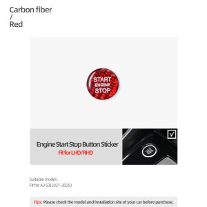 For Audi A3 8Y S3 2021-2025 Carbon Fiber Ignition Engine Start Stop Button Trim Protect Stickers Car Interior Tuning Accessories