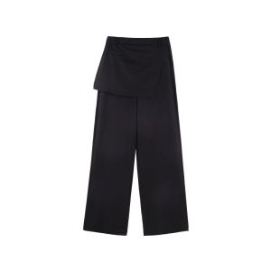 Quần Ống Rộng Cạp Cao Màu Xám Phong Cách Công Sở Thiết Kế Mùa Thu Quần Ống Đứng Thường Ngày Cho Nữ Quần Ống Rộng