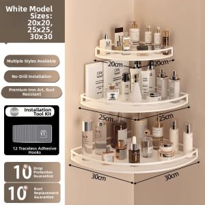 Corner Storage Rack Wall-mounted Drill-free Fan-shaped