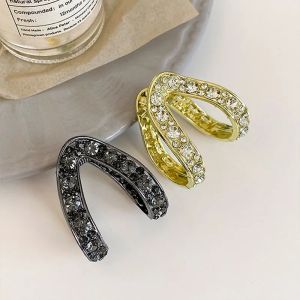 V-shaped Claw Clips Rhinestone Metal Hair Clip for Women Stay-Put High Ponytail Anti-Sag Hair Holder Headdress Decor Accessories