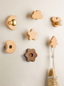 Solid Wood Creative Entrance Coat Hook No Drilling Required Wall Mounted Clothes Hanger for Wardrobe INNDUN Eagle Shield