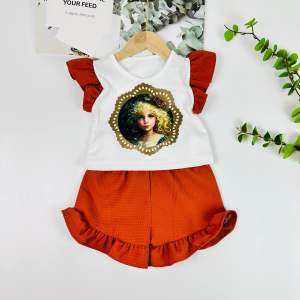 ชุดเซทเด็กแขนระบาย กับกางเกงขาระบาย