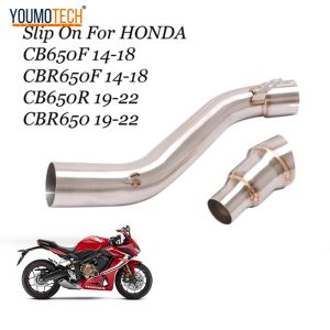63MM Slip on For Honda CB650F CBR650F 2014-2022 CB650R CBR650R 2019-2022 Motorcycle Exhaust Pipe Escape Middle Link Pipe Slip on Stainless Steel cbr 650f CB 650R cbr 650r
