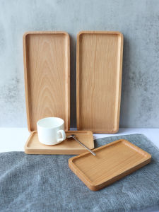 ที่รองแก้วไม้แท้ที่รองแก้วถาดเล็กถาดไม้บีชถาดน้ำชาถ้วยน้ำทำจากไม้ถาดรองโต๊ะกาแฟทรงสี่เหลี่ยมผืนผ้า