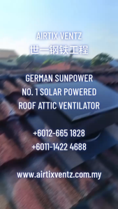 AIRTIX VENTZ AT-0045 MY-SOLAR W45 Solar Powered Roof Attic Ventilator (SARAWAK MALAYSIA)