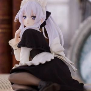 Bandai | 10cm Anime Elaina Figure Wandering Witch The Journey Black Cat Maid Dress Sitting Pose PVC Model Series Toys Gifts