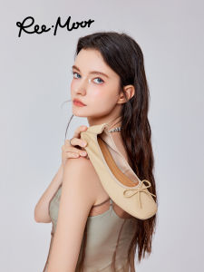REEMOOR | Giày Búp Bê Đính Nơ Đế Bằng