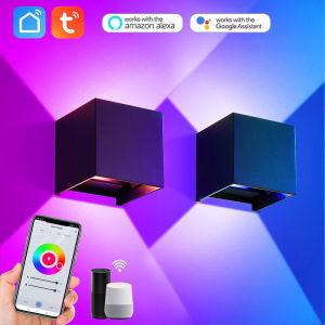 Others | Tuya Smart Indoor/Outdoor Cube Wall Lamp Adjust Angle Up and Down Ligh RGBCW 2700-6500K Work With Alexa Google