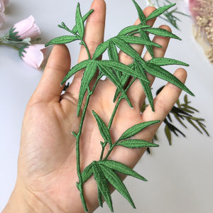 Handmade Embroidered Bamboo Leaf Patch Hanfu Qipao Decoration Adhesive Fabric Patch DIY Sewing Accessories Ornamental Material
