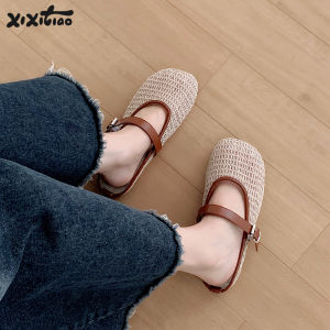 XIXITIAO | Fine Strips Breathable Flat Half Slipper