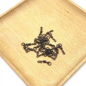 MNFT 50Pcs Carp Fishing Flexi Ring Swivel Big Eye Ring With 4# 6# 7# Long Body Q-Shap Quick Change Swivels Matte Black Connector
