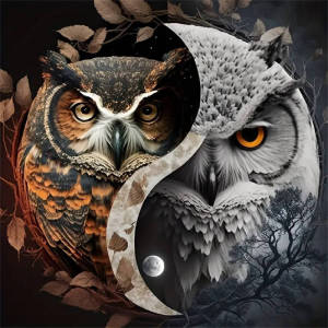 Huacan 5D Diamond Painting Owl Animal Eight Diagrams Full Round Diamond Mosaic Home Wall Decoration