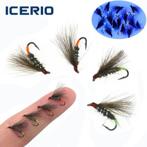 ICERIO 10PCS #16 CDC Emerger Dry Flies UV Reactive Floating Barbed Hook Trout Grayling Artificial Fishing Lures
