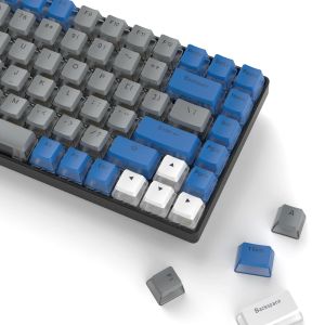 WOMIER 165 Key Blue and Grey Pudding PBT Double Shot Keycaps OEM Profile Custom Keycap Set Suit for 100% 75% 65% 60% Gaming Mechanical Keyboard