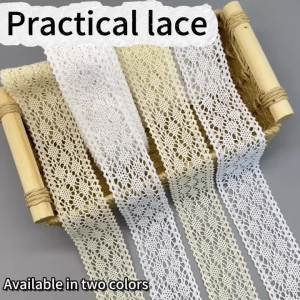 2/5/10Yards Cotton Lace Ribbon 4cm White Beige Vintage Crochet Trim for Bridal Dress Gift Wrap Sewing Crafts