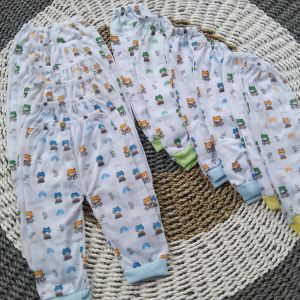 Lusinan Celana Panjang Bayi 0-12 Bulan Full Print Putih Motif Pelangi